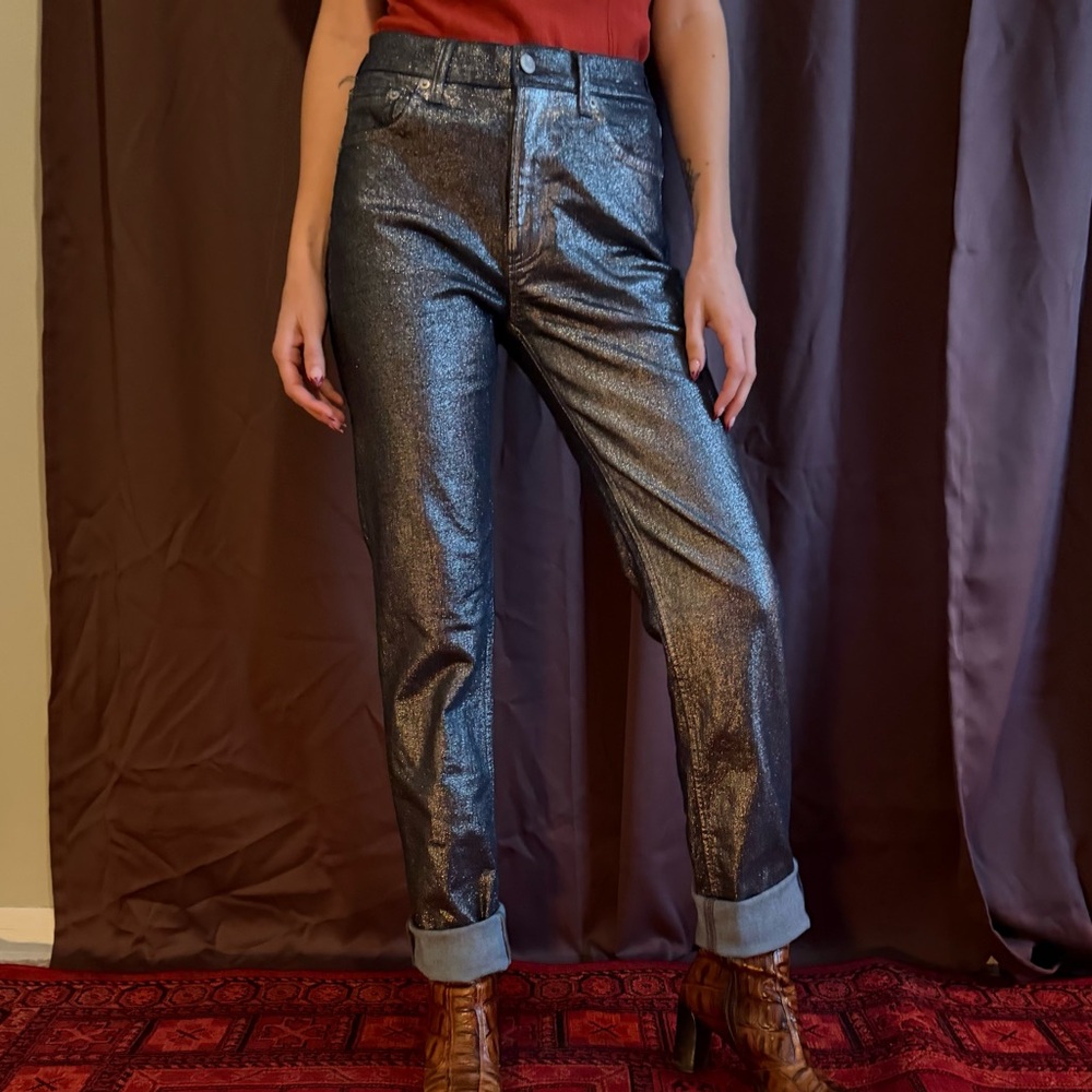 NWOT GAP Metallic Silver Jeans